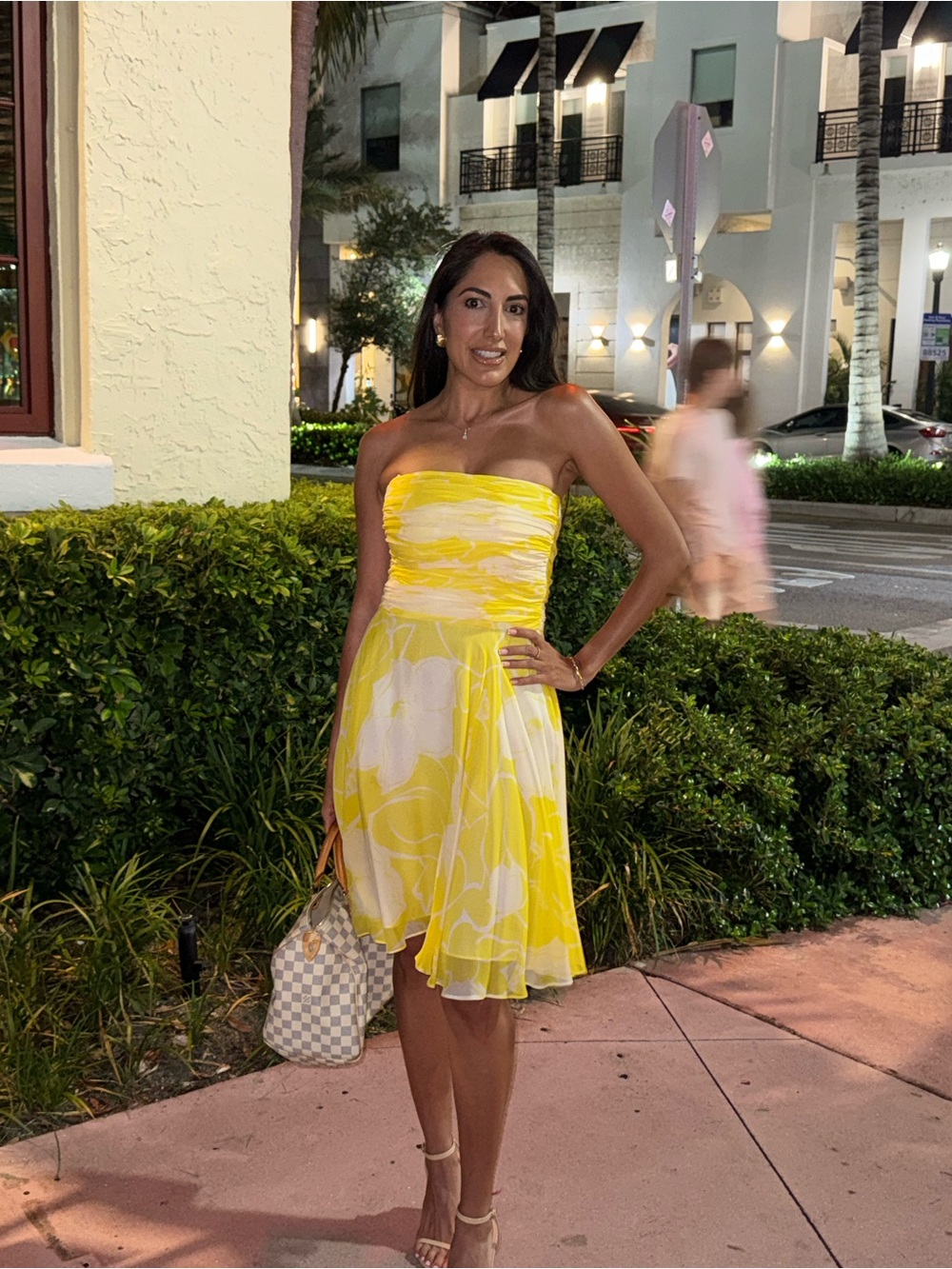 Banana Republic Strapless Yellow & White Floral Dress